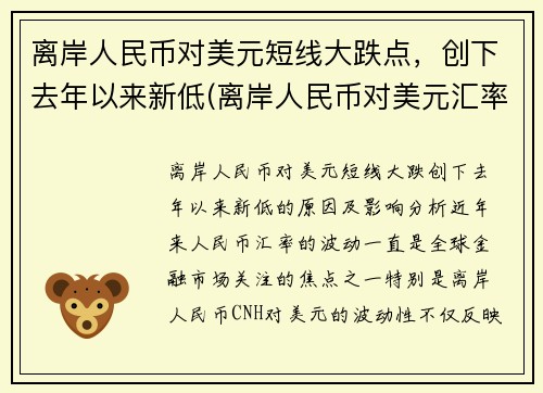 离岸人民币对美元短线大跌点，创下去年以来新低(离岸人民币对美元汇率实时走势新浪)