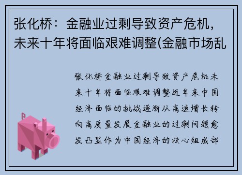 张化桥：金融业过剩导致资产危机，未来十年将面临艰难调整(金融市场乱象 张化桥)